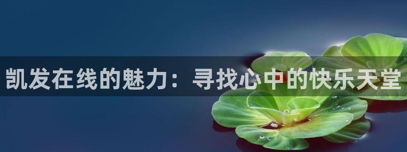 赢咖体育f开户：凯发在线的魅力：寻找心中的快乐天堂